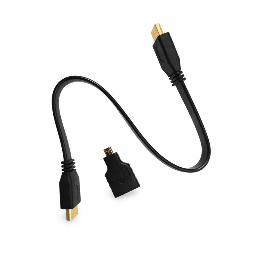 Cabo extensor HDMI macho 30cm preto 1.4 com Adaptador micro HDMI