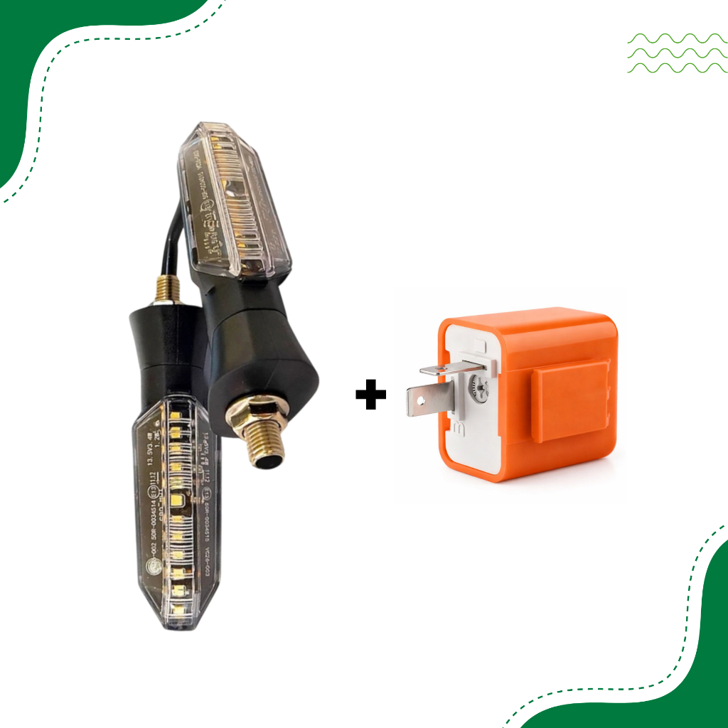Kit Seta Pisca Twister CB300 XRE em Led Moto Sequencial Par + Rele Universal Regular setas led