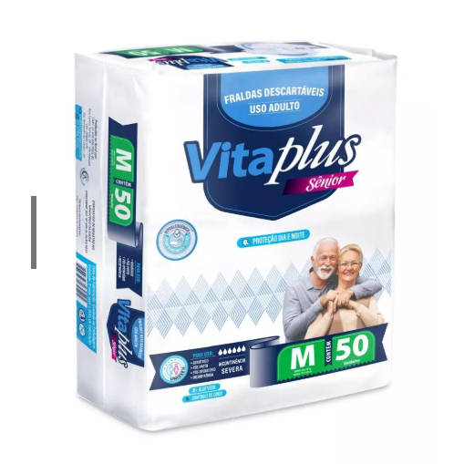 Fraldas Descartáveis Geriátrica Pacotão Vita PLUS HIPER M 50 Unidades Pacotão em Oferta na Shopee