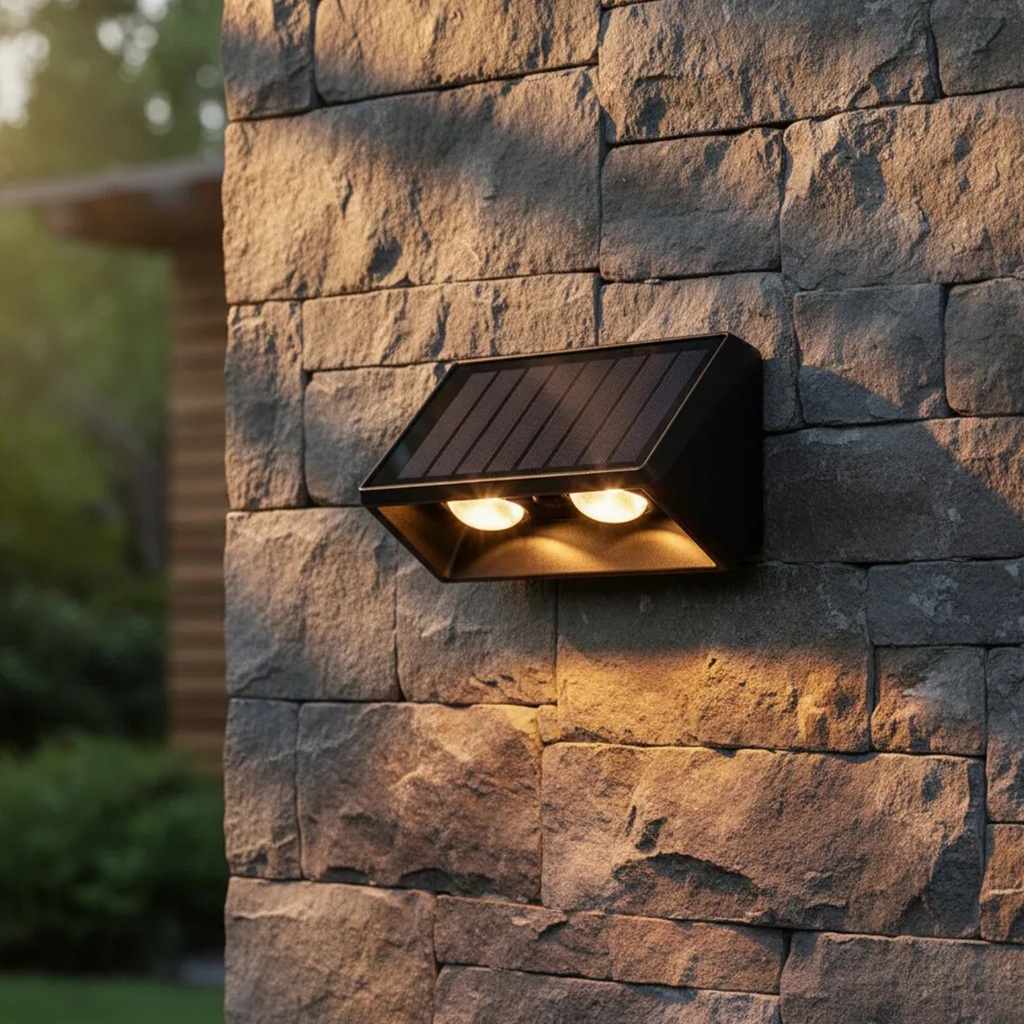 Arandela Solar 1 Foco 2 Facho Parede 3 Tons De Luz Led Ip65 Jardim Externo Garagem Area gourmet em Oferta na Shopee