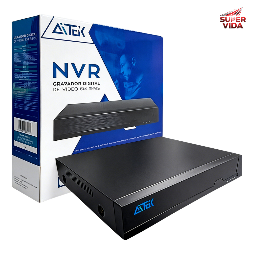 NVR Versátil AITEK 4K (10, 16 ou 36 Canais) H.265+ Acesso Remoto XMEYE