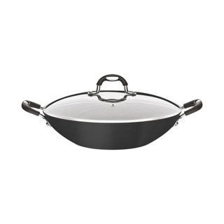 Wok Tramontina Mônaco Induction em Alumínio  Starflon Premium Preto com Tampa de Vidro 32 cm 4,5 L em Oferta na Shopee