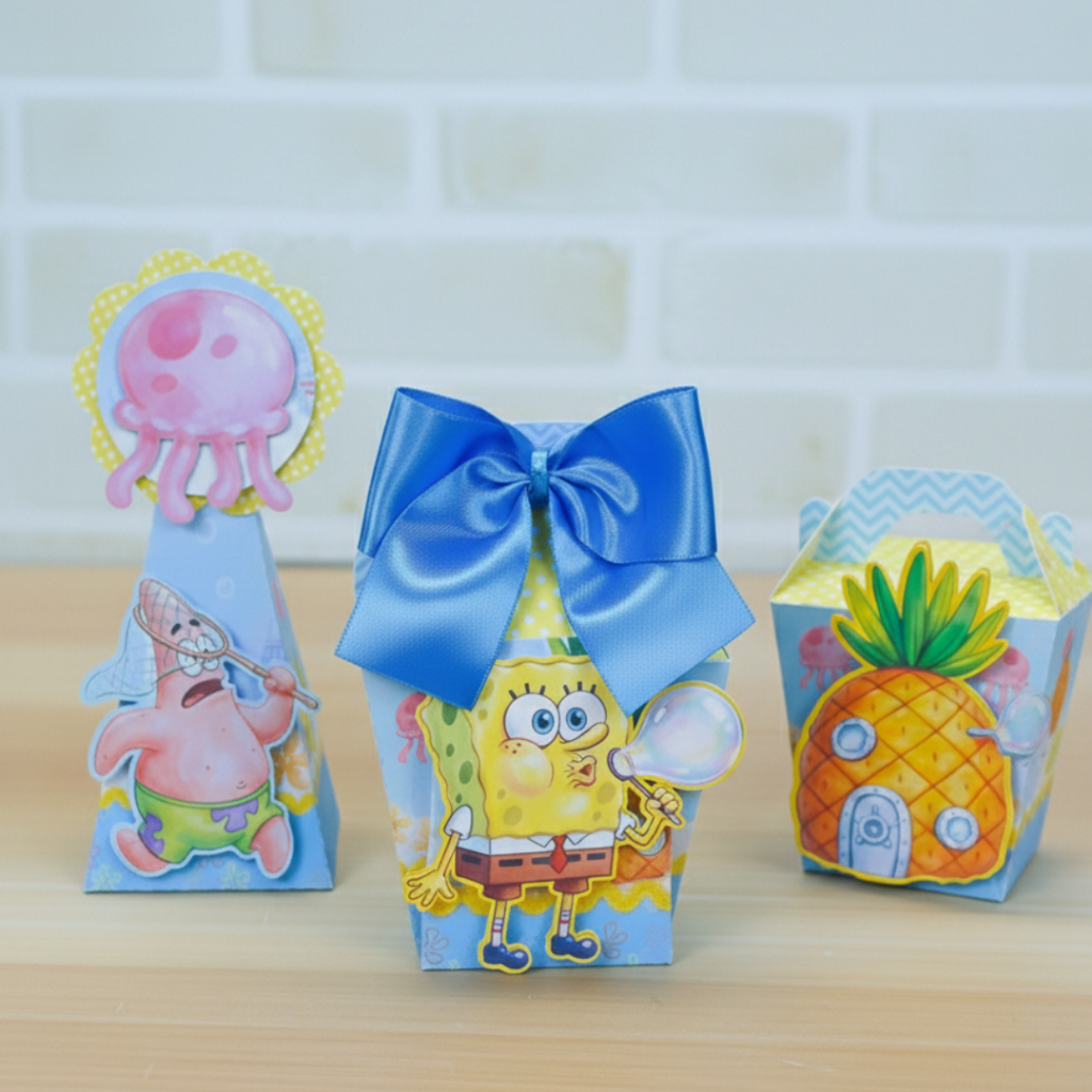 Kit Caixa Personalizada Bob Esponja |Lembrancinha Festa Infantil |Personalizada com Nome
