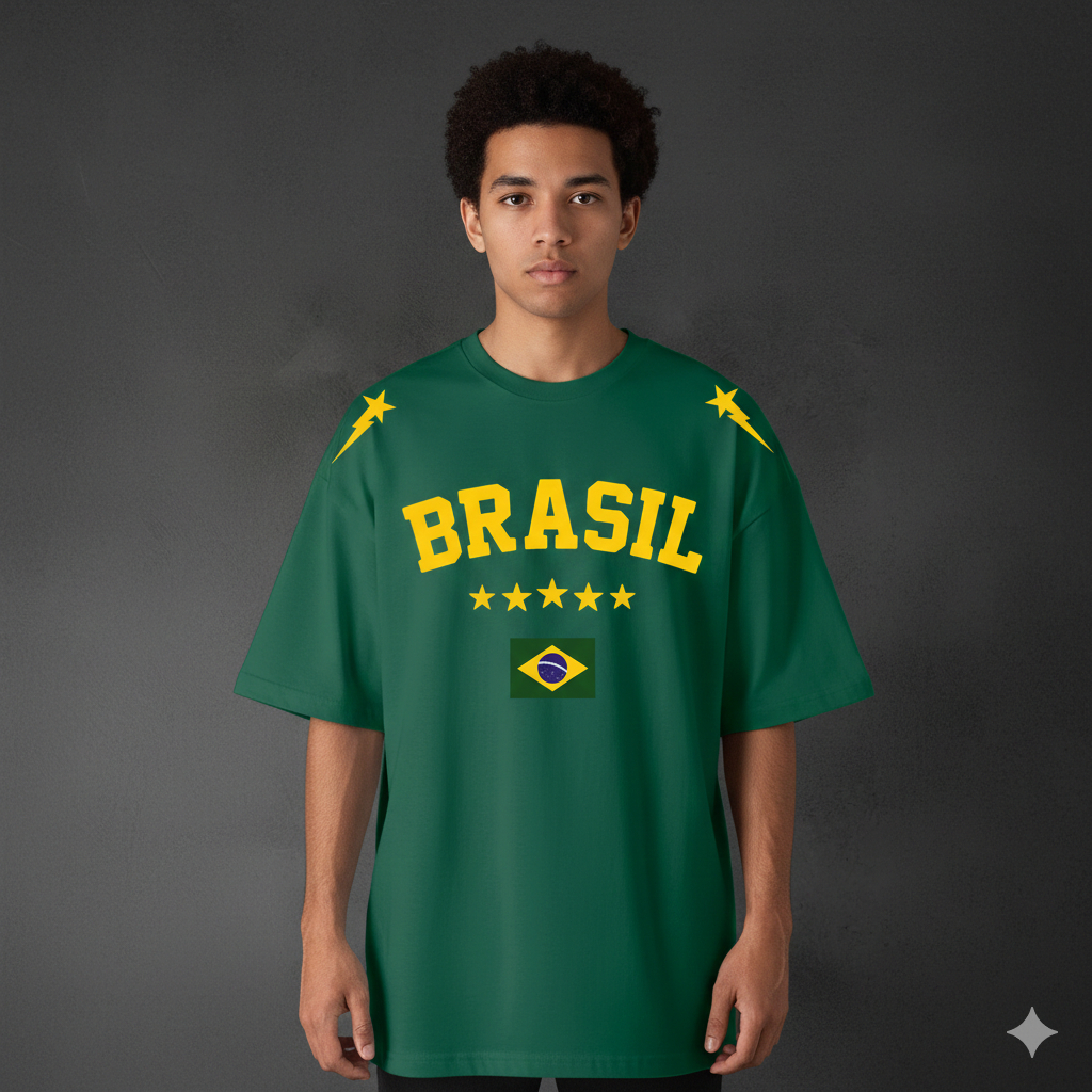 Camiseta Feminino Brasil Seleção Copa Streetwear Oversized Estilosa 100% Algodão Premium Camiseta