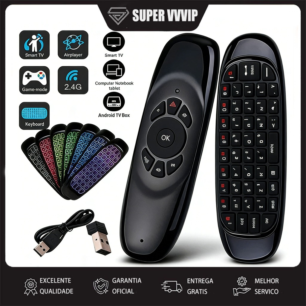 【Brasil Spot Sale】Mini Controle Teclado Air Mouse Wireless 2.4 Ghz -pc,game