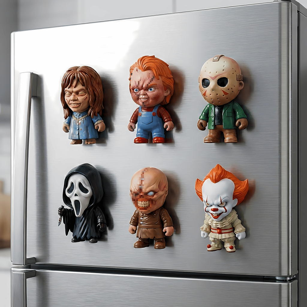 Ímã de Geladeira Terror Super Realista Pânico Resident Evil IT Jason Chucky Exorcista Action Figure Decoração Cozinha em Oferta na Shopee