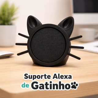 Suporte Alexa de Gatinho | Suporte alexa divertida e linda modelo POP nas cores preto e branco em Oferta na Shopee
