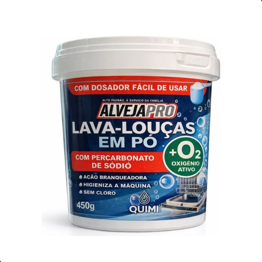 Lava Louças em Pó Alvejapro 450g com Percarbonato de Sódio + O2 Sem Cloro