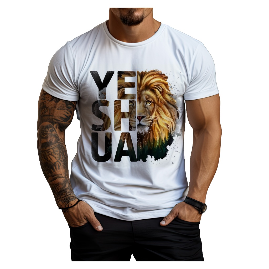 Camisa Estampada Cristã Leão Yeshua - REF: 455