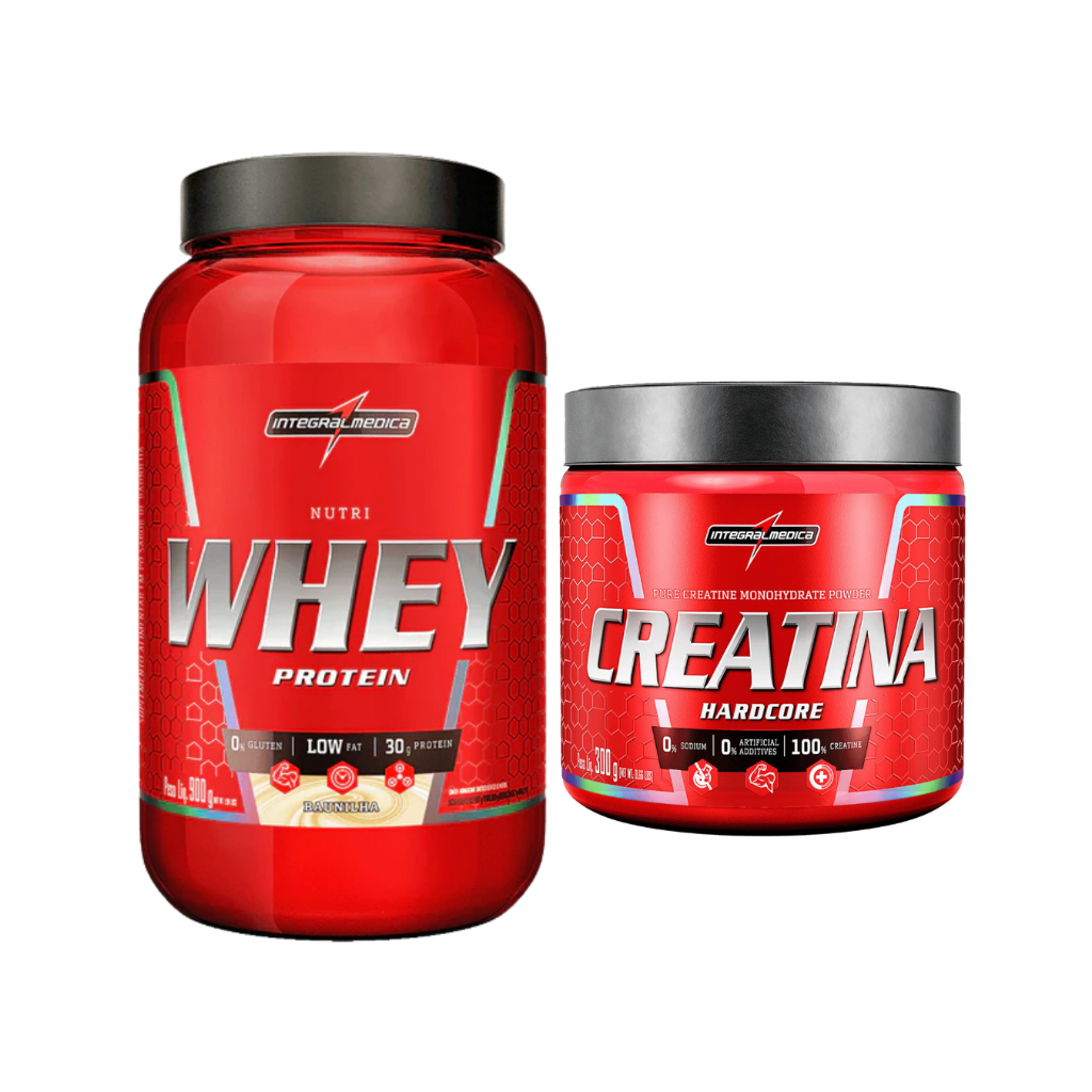 Kit Nutri Whey 900g Pote + Creatina 300g Integral Médica em Oferta na Shopee