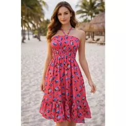 Vestido floral feminino de aiça