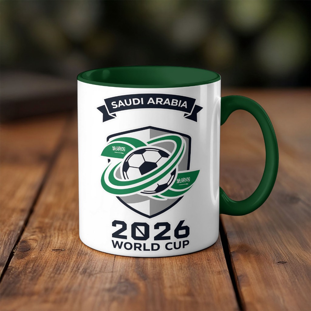 Caneca xicara Futebol Copa mundo Saudi Arabia Arábia Saudita 26EI