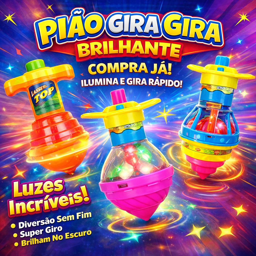 Pião Giroscópio Luminoso Com Lançador Automático Piao Com Luz Brinquedo Infantil Meninas Meninos