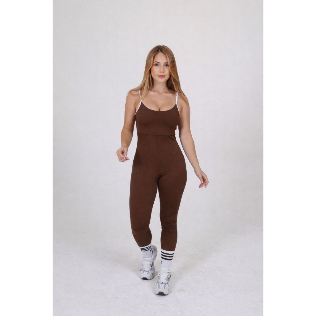 Macacão Feminino Longo Fitness Academia Black Out Compressão Zero Transparência Bojo Removível