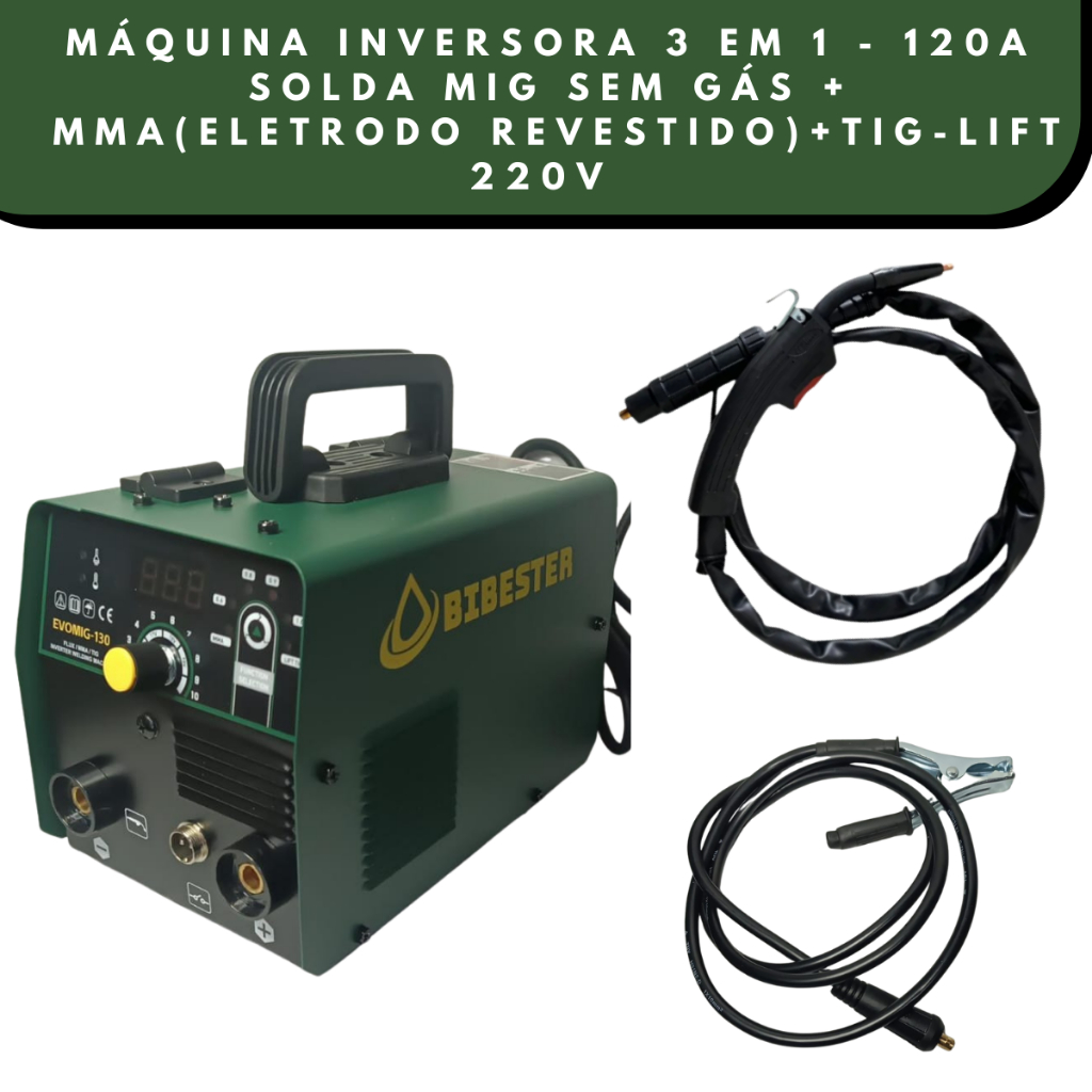 Maquina Inversora de Solda 120a  SEM GAS SEM CILINDRO 220v MIG Inversora Solda Mig Sem Gás Mma Eletrodo Tig 220v