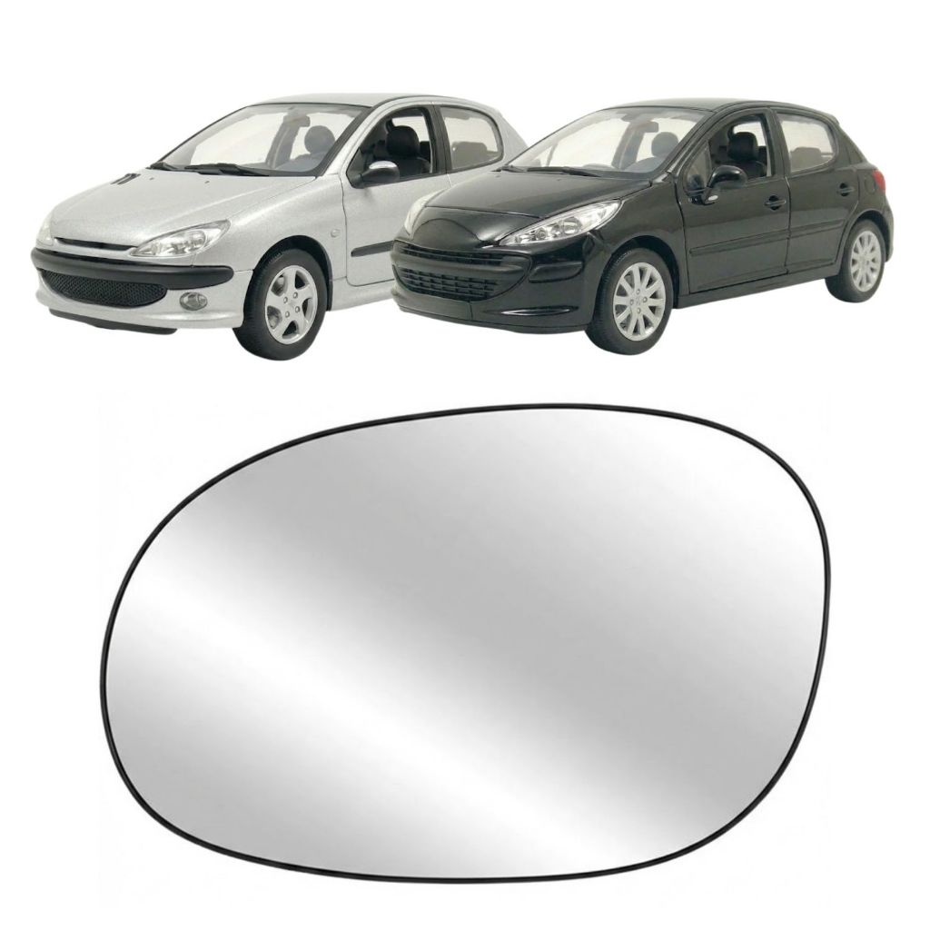 Lente Retrovisor Convexa Peugeot 206 e 207 1999 a 2014 Sem Base Lado esquerdo