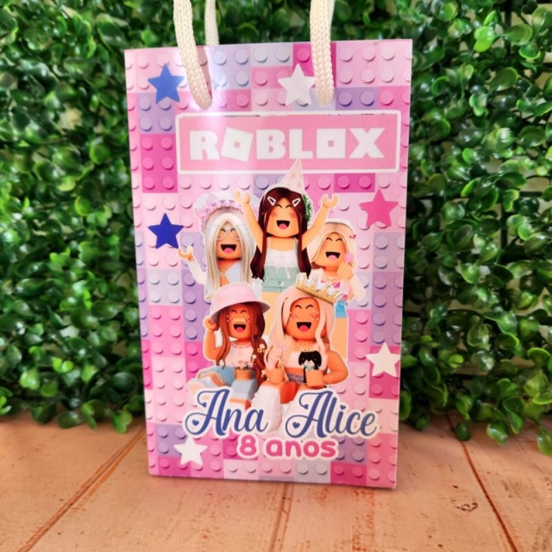 Sacolinha Surpresa Personalizada Lembrancinha de Aniversário Roblox Menina Festa Infantil