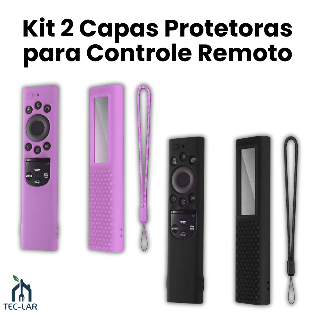 Kit 2 Capas Protetoras de Silicone Controle Remoto Acessório Capinha Samsung Smart TV 4K e 8K
