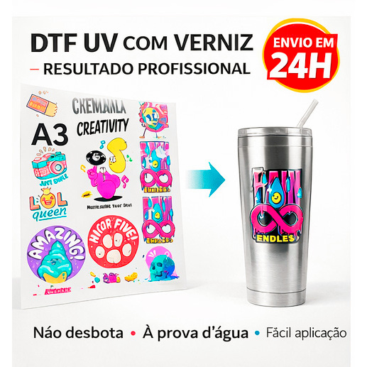 Impressão em Folha DTF UV Adesivos Tamanhos A3 e A4 envio em 24H em Oferta na Shopee