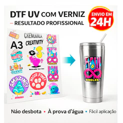 Impressão em Folha DTF UV Adesivos Tamanhos A3, A4 e Metro 28x100cm envio em 24H