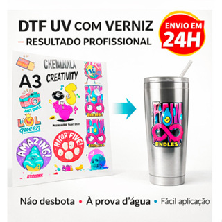 Impressão em Folha DTF UV Adesivos Tamanhos A3 e A4 envio em 24H em Oferta na Shopee