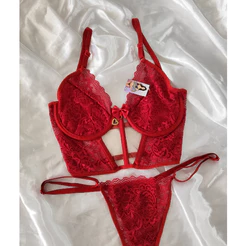Conjunto de renda e tule invisível cropped verão alça de regulagem e arco de plástico e pingente fio dental modal sexy
