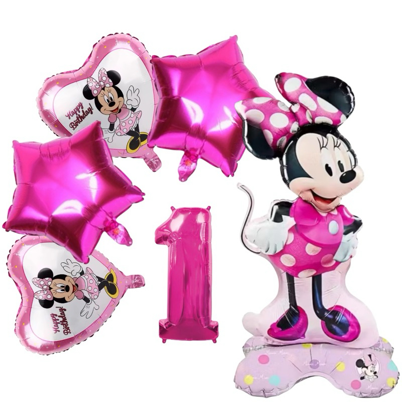 Kit 6 Balão Metalizado Minnie/Minie Mouse/Coração/Estrela Decoração Enfeite em Oferta na Shopee
