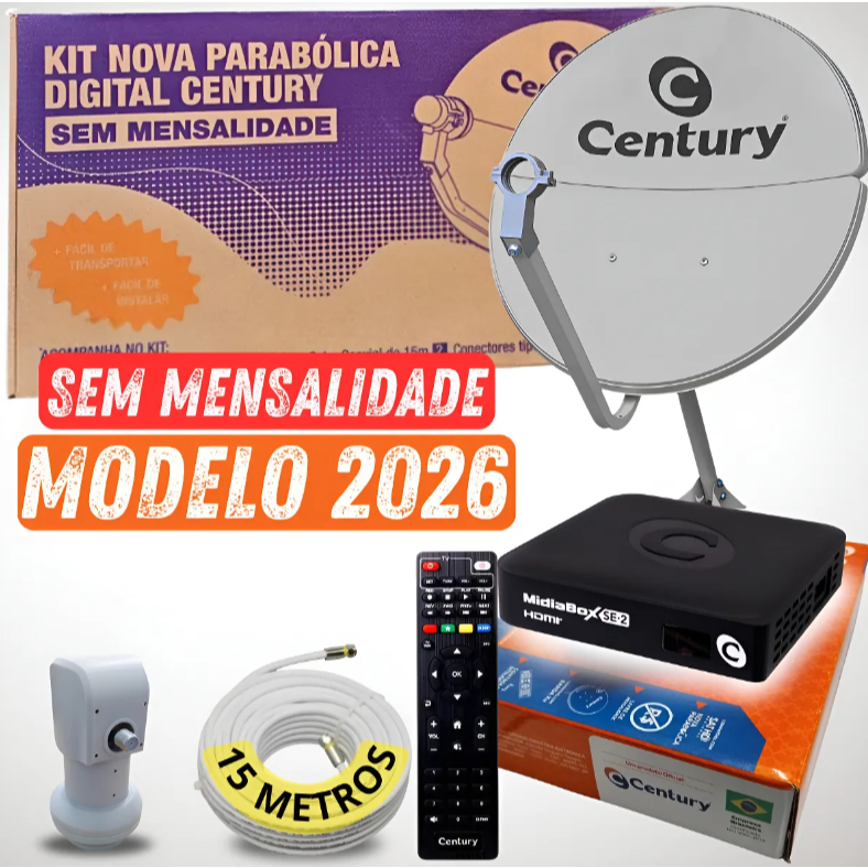 Kit Receptor Digital Completo Antena Parabolica Hd Cabo Lnbf Sem Mensalidade Nova Parabólica 127/220v