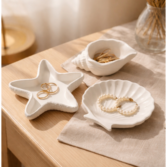 Kit Mar Porta-Joias Minimalista 3 Peças - Organizador Decorativo em Oferta na Shopee