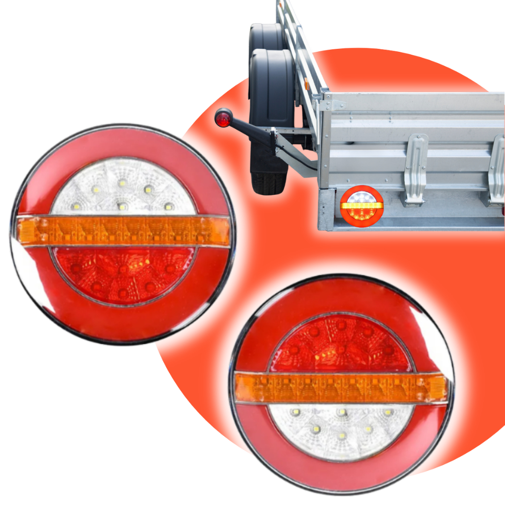 Par Lanterna Traseira Redonda Para Caminhão Carreta Cegonha Baú Carretinha Carro Modelo Hambúrguer 12V 24V Universal