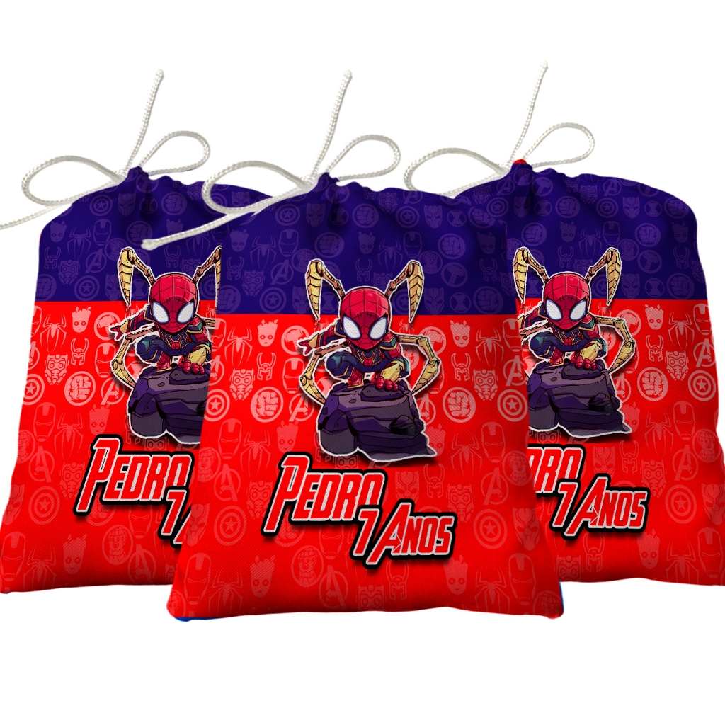Sacolinha Lembrancinha Festa Aniversário Surpresa Tecido Personalizado Homem Aranha Cute