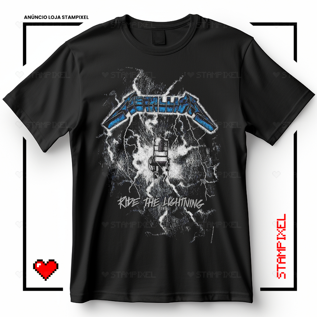 Camiseta Unissex Metallica Ride The Lightning Blusa Álbum Banda Rock Metal T-shirt Style Street Camisa 100% Algodão