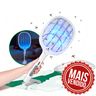 Raquete Elétrica Recarregável USB Eliminador de Insetos Azul em Oferta na Shopee