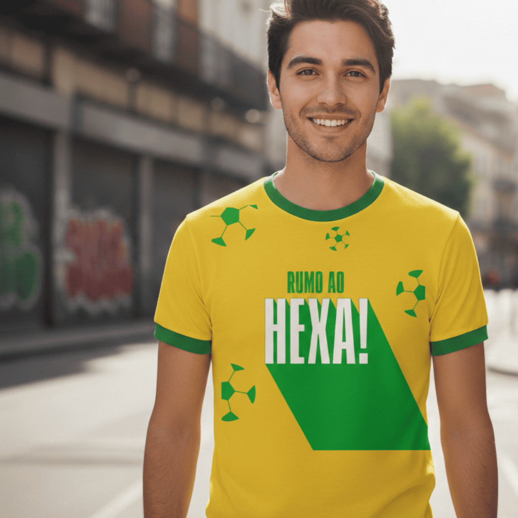 Camisa Camiseta Unissex Futebol Brasil Rumo Ao Hexa Copa Do Mundo 2026