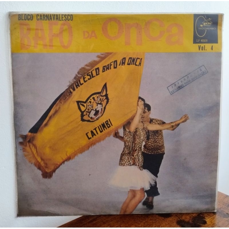 LP Bloco Carnavalesco Bafo da Onça Catumbi – Vol 4 - vinil 1963 - selo Mocambo - amostra promo