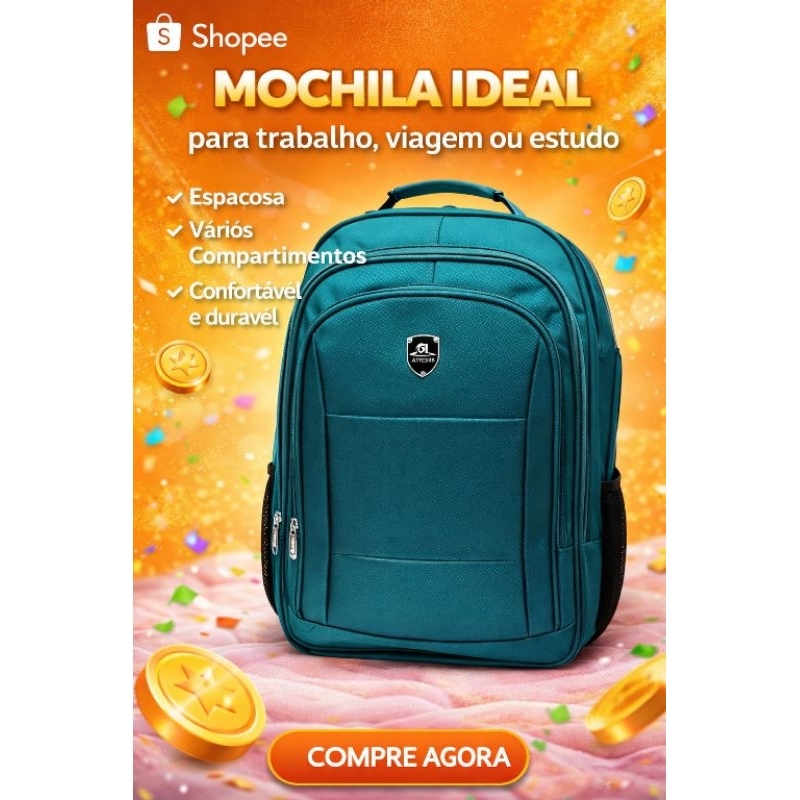 Mochila Escolar Bolsa Reforçada Notebook Resistente Impermeável Cabo De Aço Trabalho Faculdade