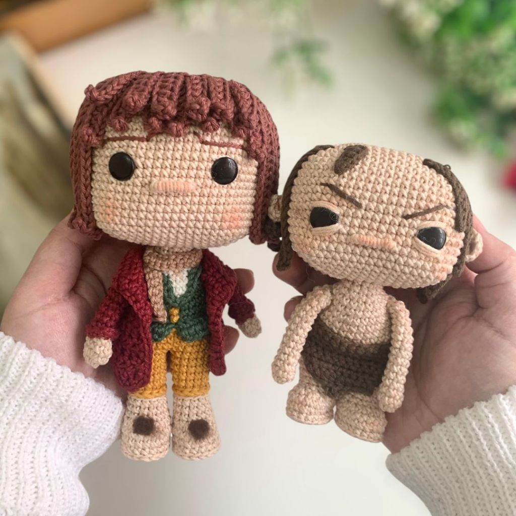 Bilbo E Gollum Amigurumi De O Hobbit & O Senhor Dos Anéis