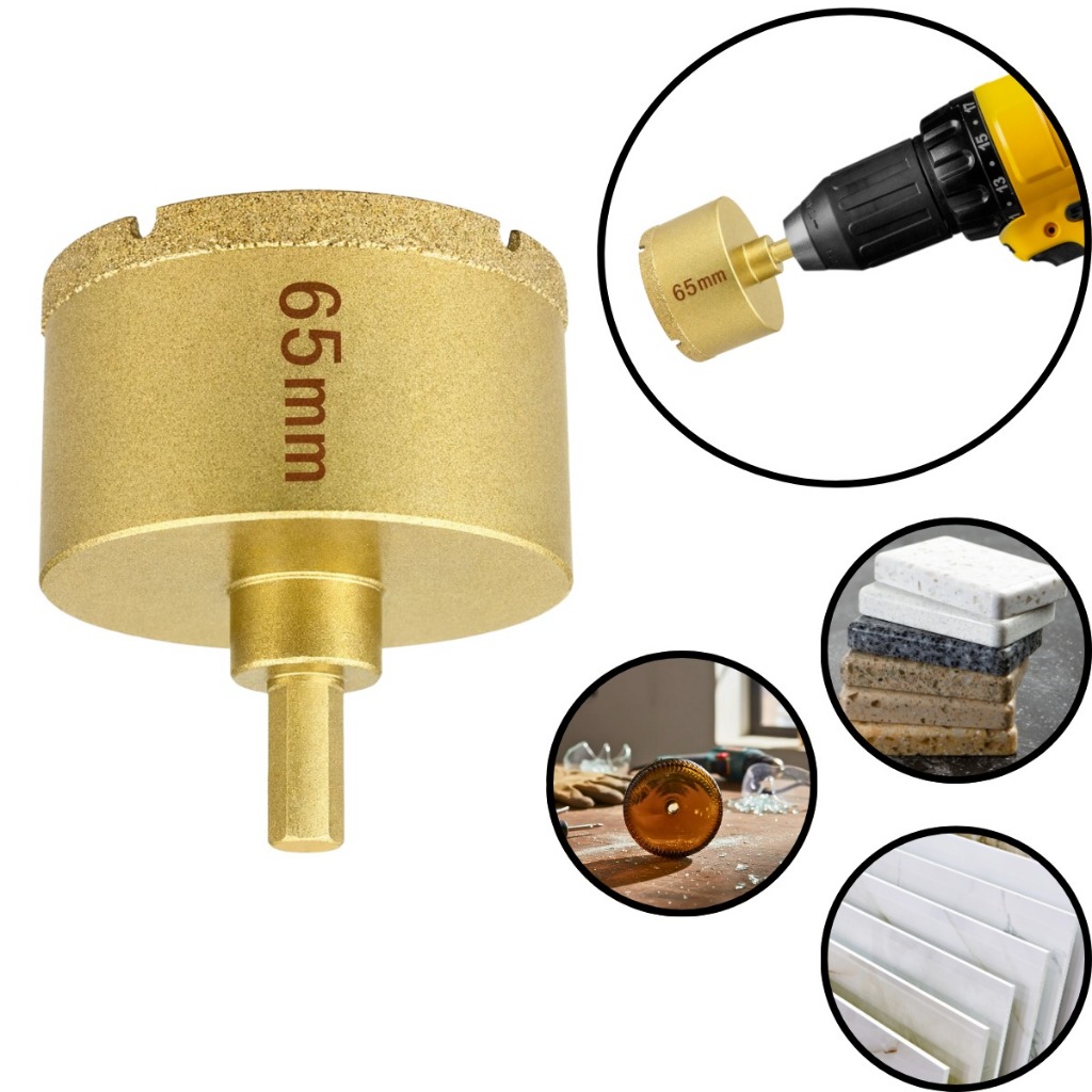 Broca Serra Copo Diamantada Eletrolítica 65mm Furadeira Perfurar Porcelanato Mármore Cerâmica Vidro em Oferta na Shopee