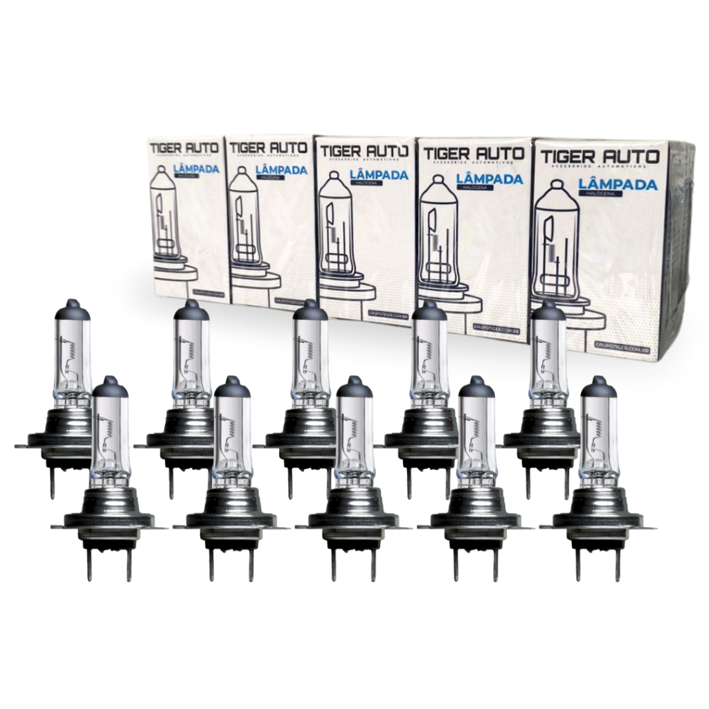 Kit 10 Lâmpadas Automotiva Halógena H7 3200K 24V 70W Tiger Auto