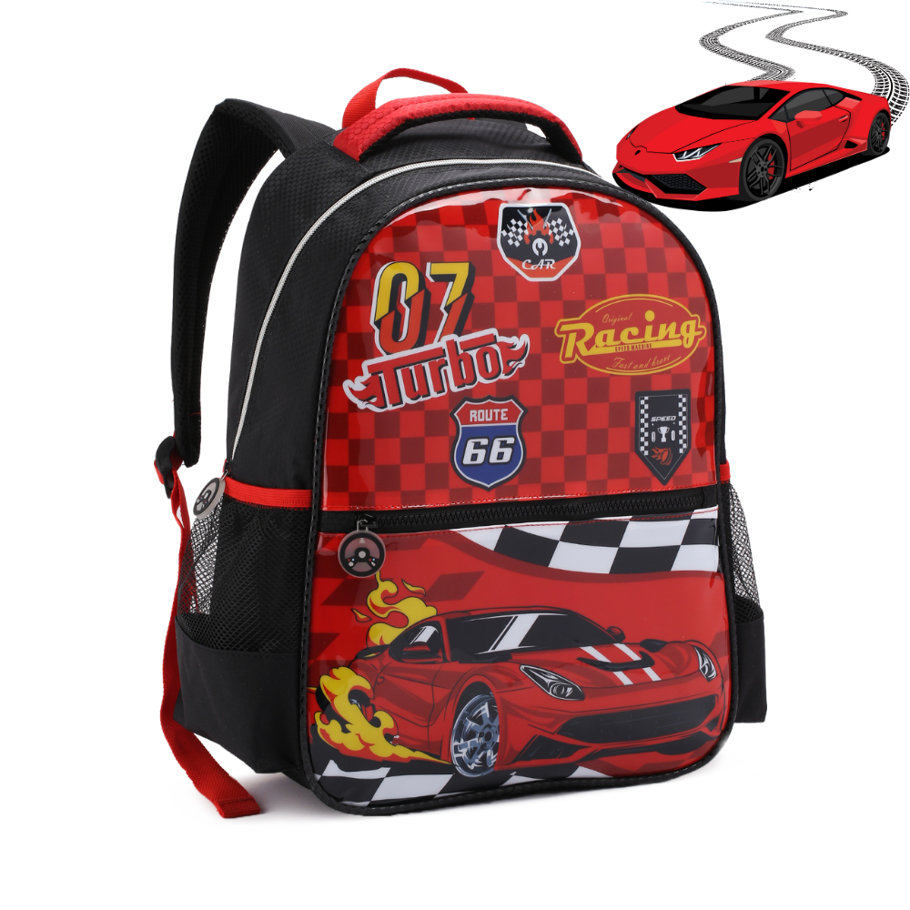 Mochila Escolar Infantil Menino Carros Turbo Costas Kit Com Lancheira Térmica e Estojo Duplo em Oferta na Shopee