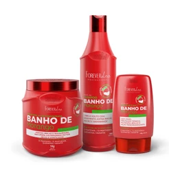 Kit Banho De Morango Profissional Brilho Extremo Forever Liss