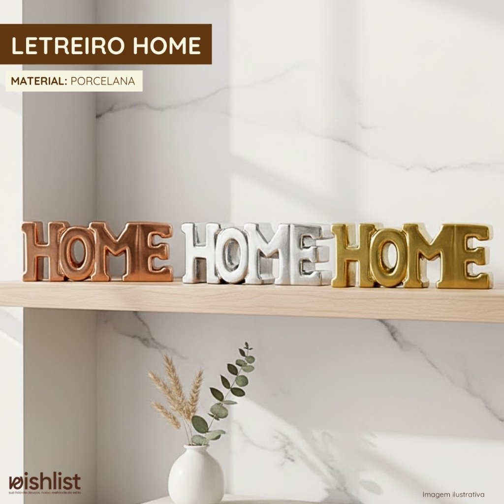 Enfeite Objeto Decorativo HOME metalizado Decoracao porcelana