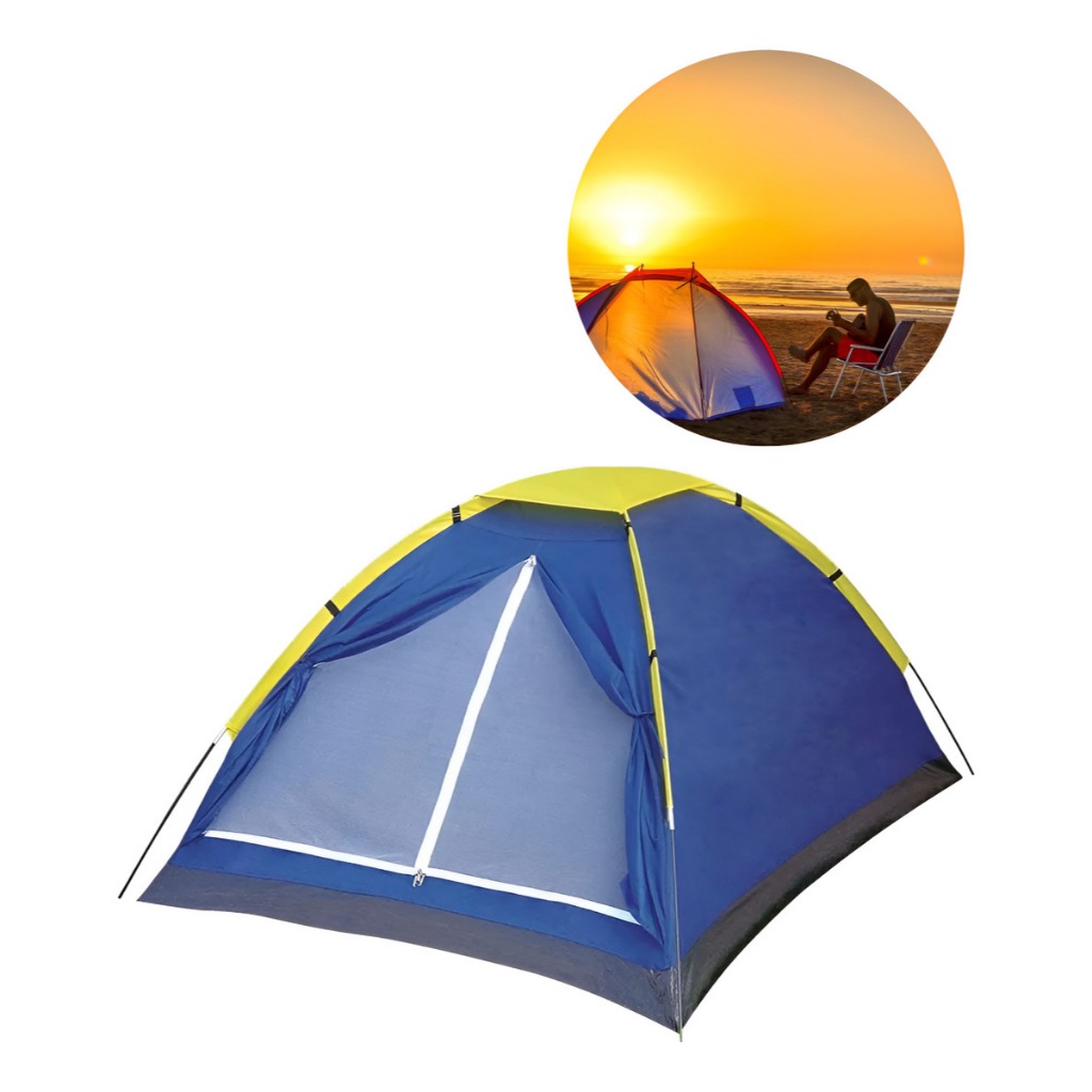 Barraca Iglu Camping Para 4 Pessoas Impermeável Azul Acampamento Piquenique