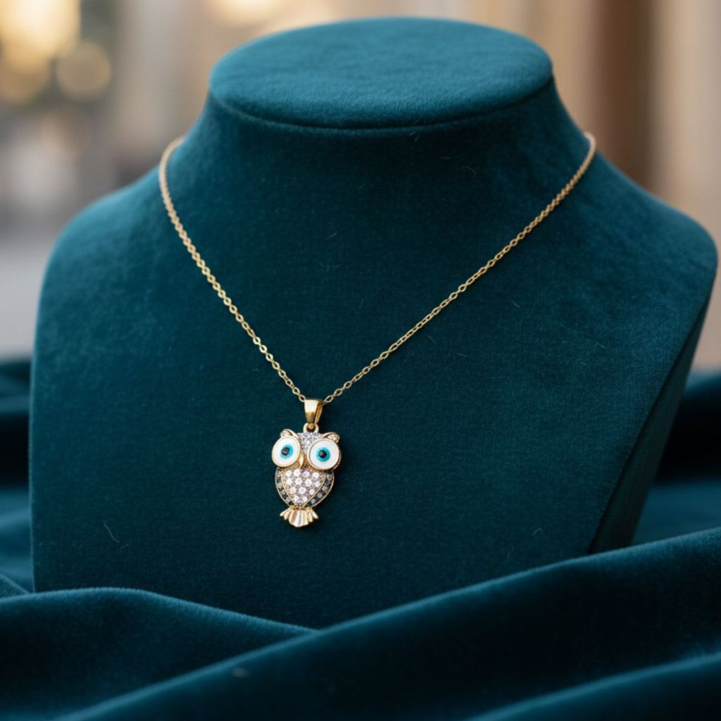 Colar Corrente Pingente Coruja Folheado Ouro 18k Delicada Antialérgico Luxo