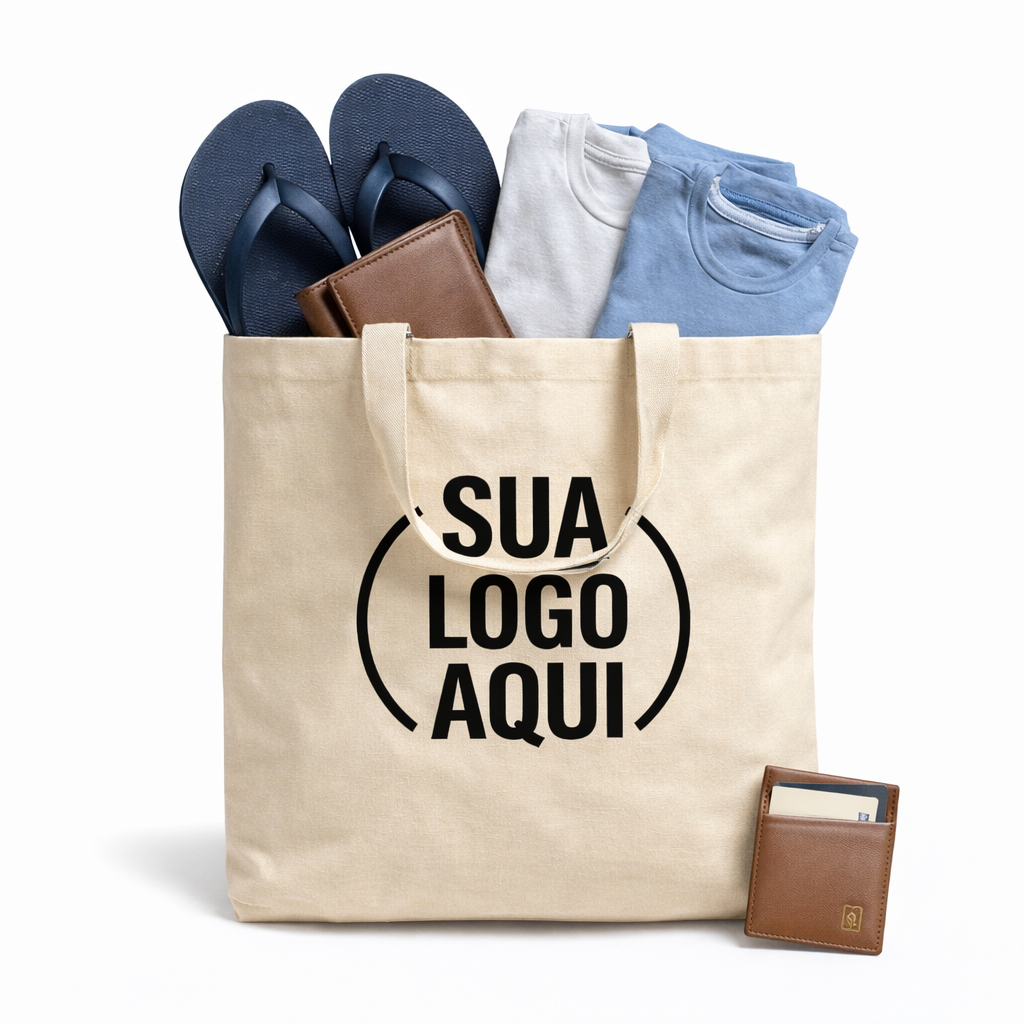 Kit Ecobag Cru 100% Algodão Bolsa Sacola Ecológica Lisa Logo Personalizada