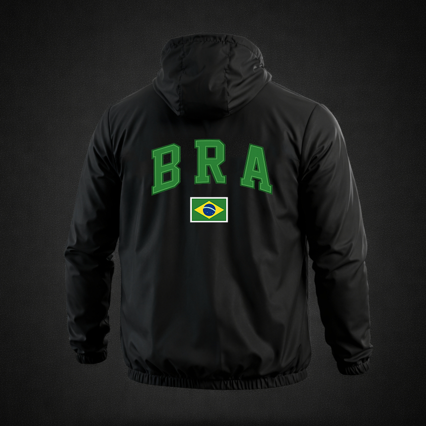 Jaqueta Corta-Vento Masculina Brasil Bandeira Copa Blusa de Frio Feminina Gola Alta Lançamento