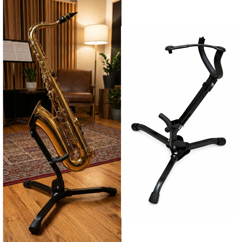 Suporte Sax Saxofone para chão Dobrável Alto Tenor Pedestal Reforçada peso máximo 4 Kg em Oferta na Shopee