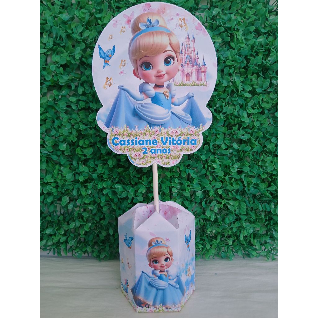 CENTRO DE MESA CINDERELA BABY ( PEGUE E MONTE ) lembrancinhas personalizadas para festa de aniversário cinderela baby