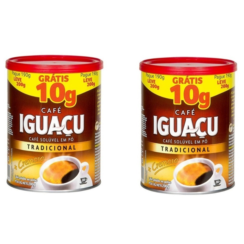 Kit 02 latas Café Solúvel em Pó Tradicional Iguaçu 200g cada em Oferta na Shopee