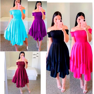 Vestido feminino midi com manguinha lastex premium REF 103 em Oferta na Shopee